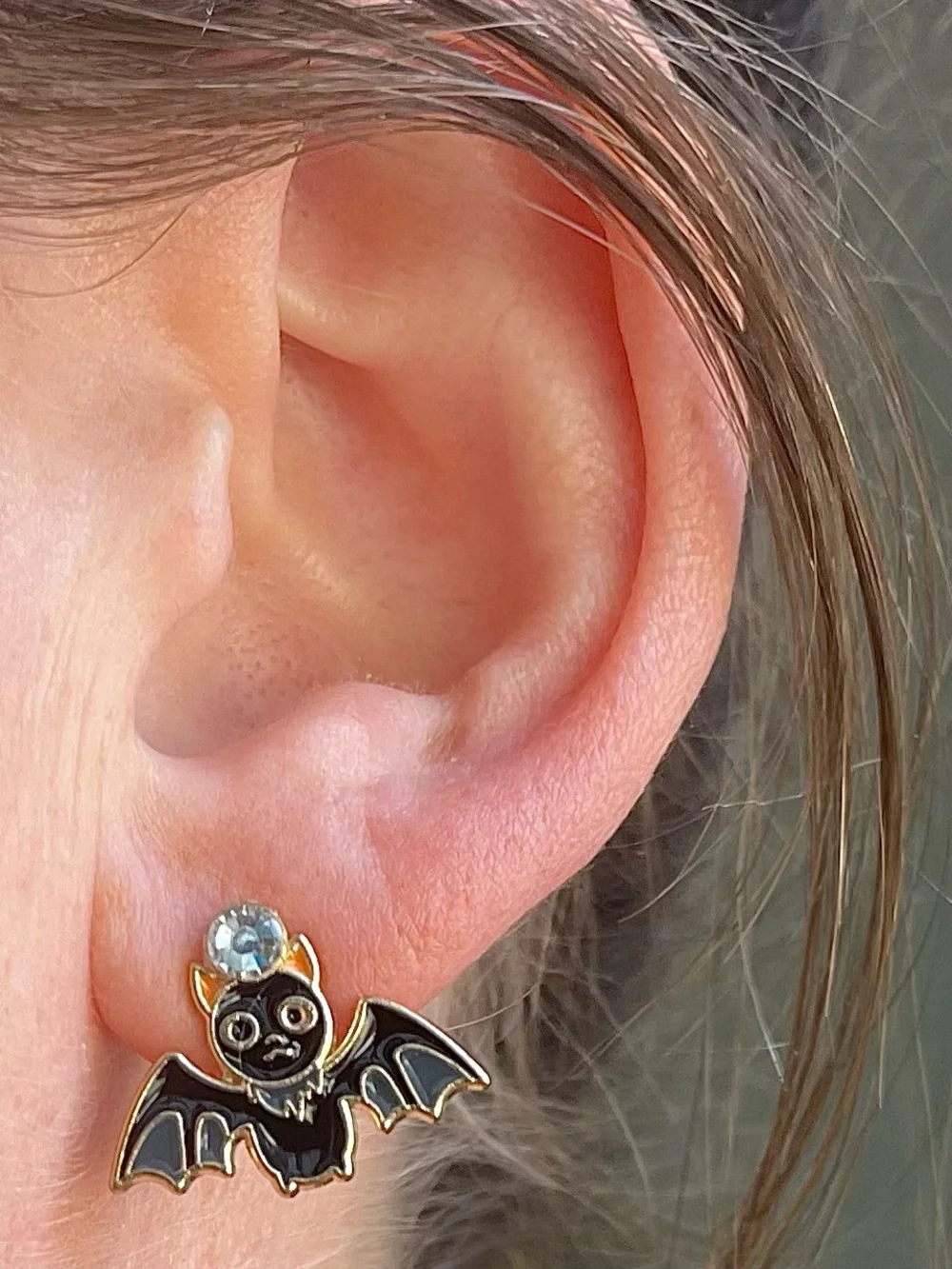 Cute Black Bat Stud Halloween Earrings